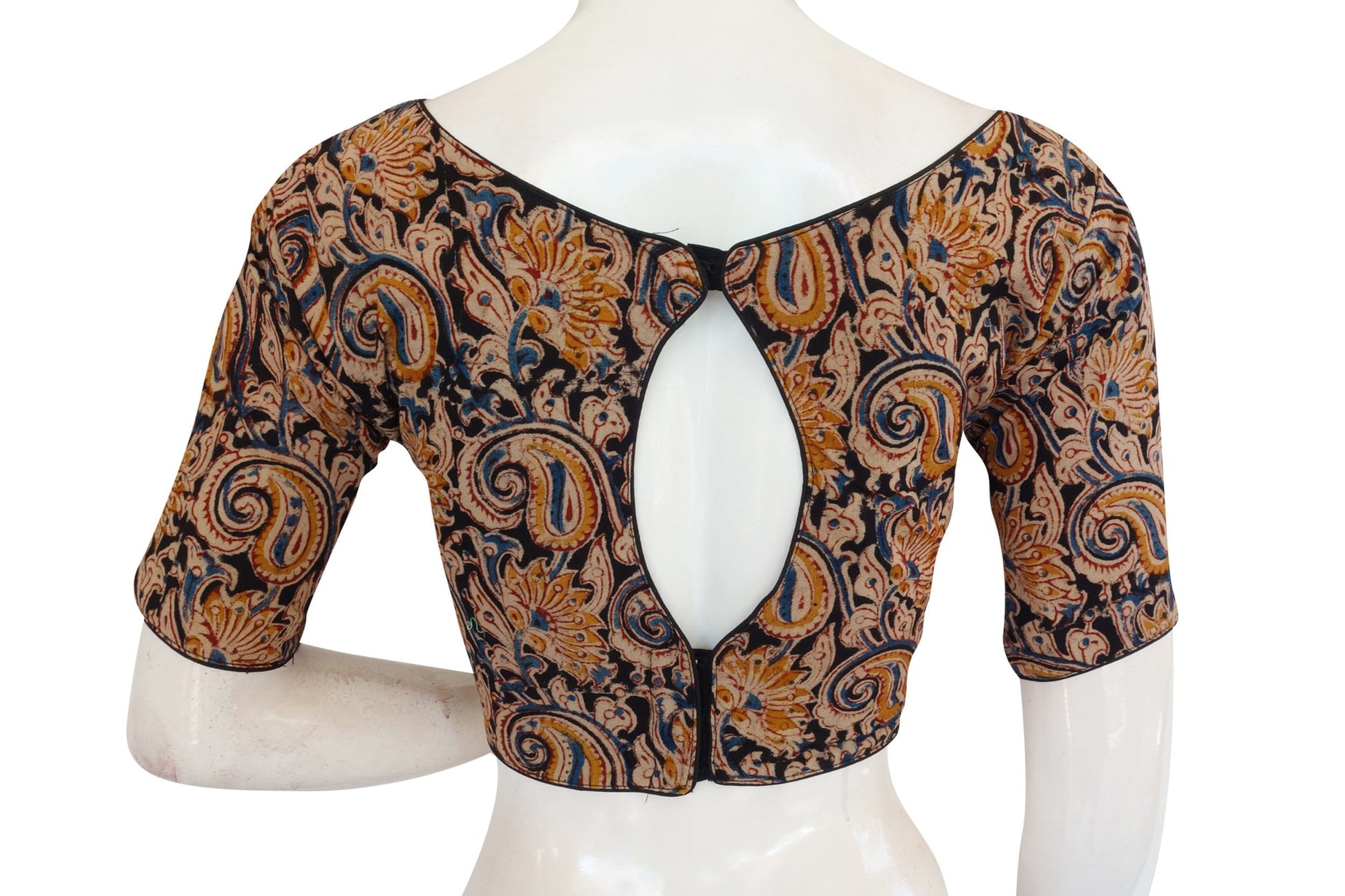 kalamkari boat neck readymade saree blouse 10